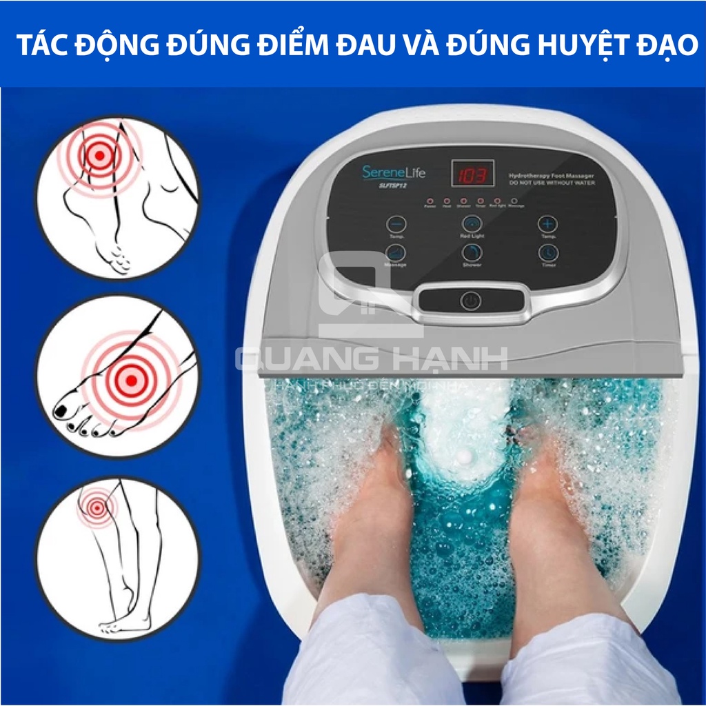 [Hàng chính hãng, Bảo hiểm 2 tỷ] Bồn ngâm chân con lăn tự động SereneLife SLFTSP12 SL12