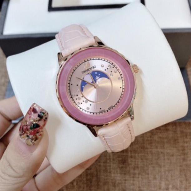 [Free Ship]  Đồng hồ SWAROVSKI nữ dây da mặt kính chống xước -Jun31watch