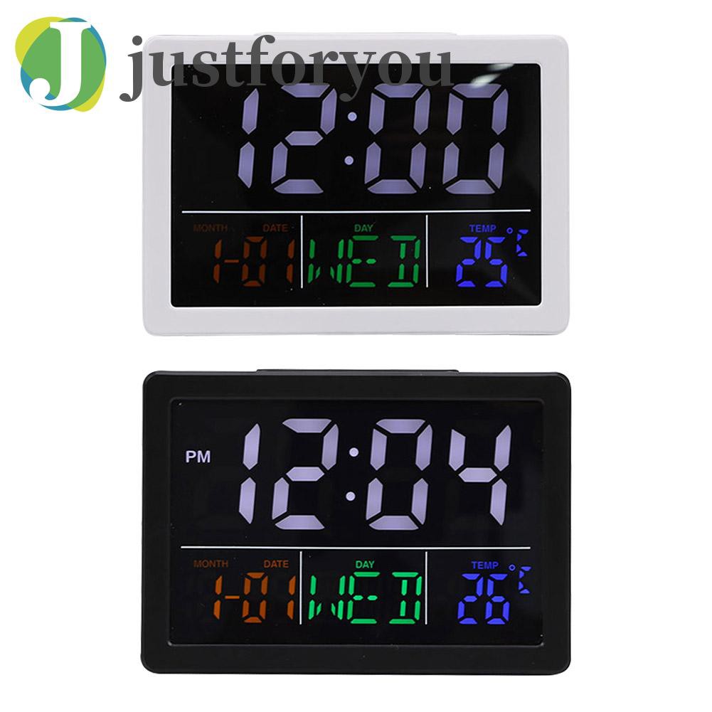 Justforyou Electric Alarm Clock Digital LED Luminous Silent Bedside Thermometer Clock