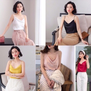 Áo hai dây đổ cổ phi lụa (FreeShip Extra)