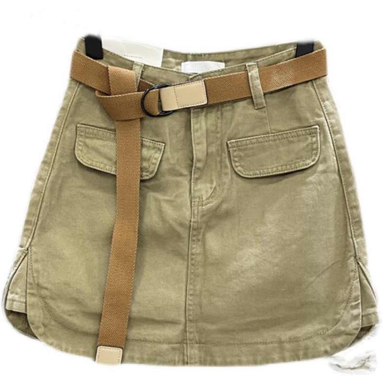 Jiashucheng Chân Váy Denim Chữ A Lưng Cao Phong Cách Hàn Quốc Thời Trang Mới 2023