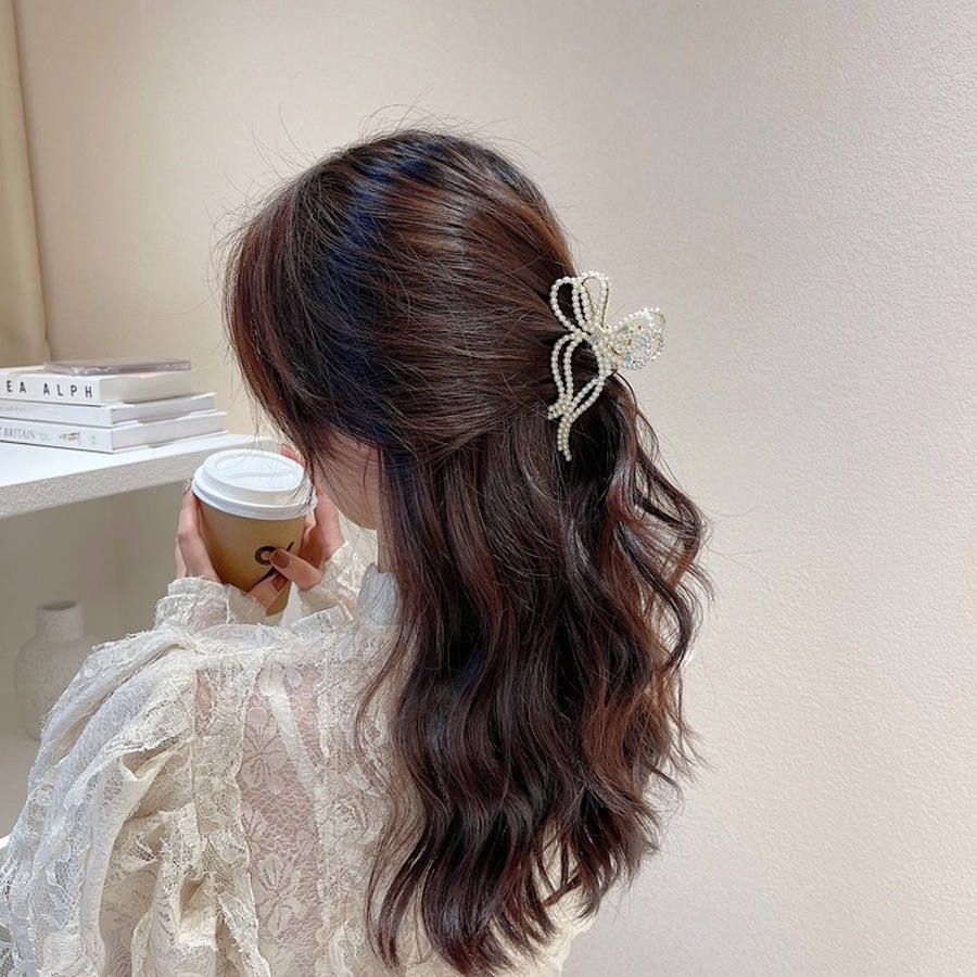 Kẹp Tóc Nơ Đính Đá Kim Cương Giả Toàn Bộ 10cm Phong Cách Hàn Quốc Cho Nữ