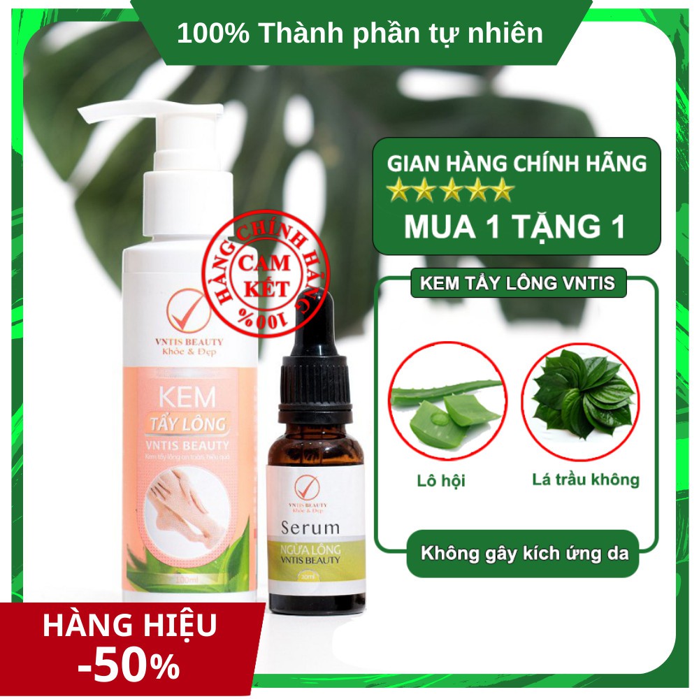 [FreeShip] Kem Tẩy Lông VNTIS BEAUTY Triệt Lông vĩnh viễn từ trầu không, nha đam an toàn, không đau rát