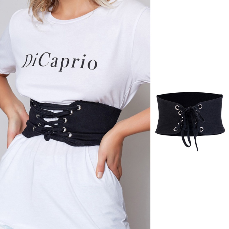 Thắt Lưng Bản Rộng Co Giãn Phong Cách Vintage Cho Nữ