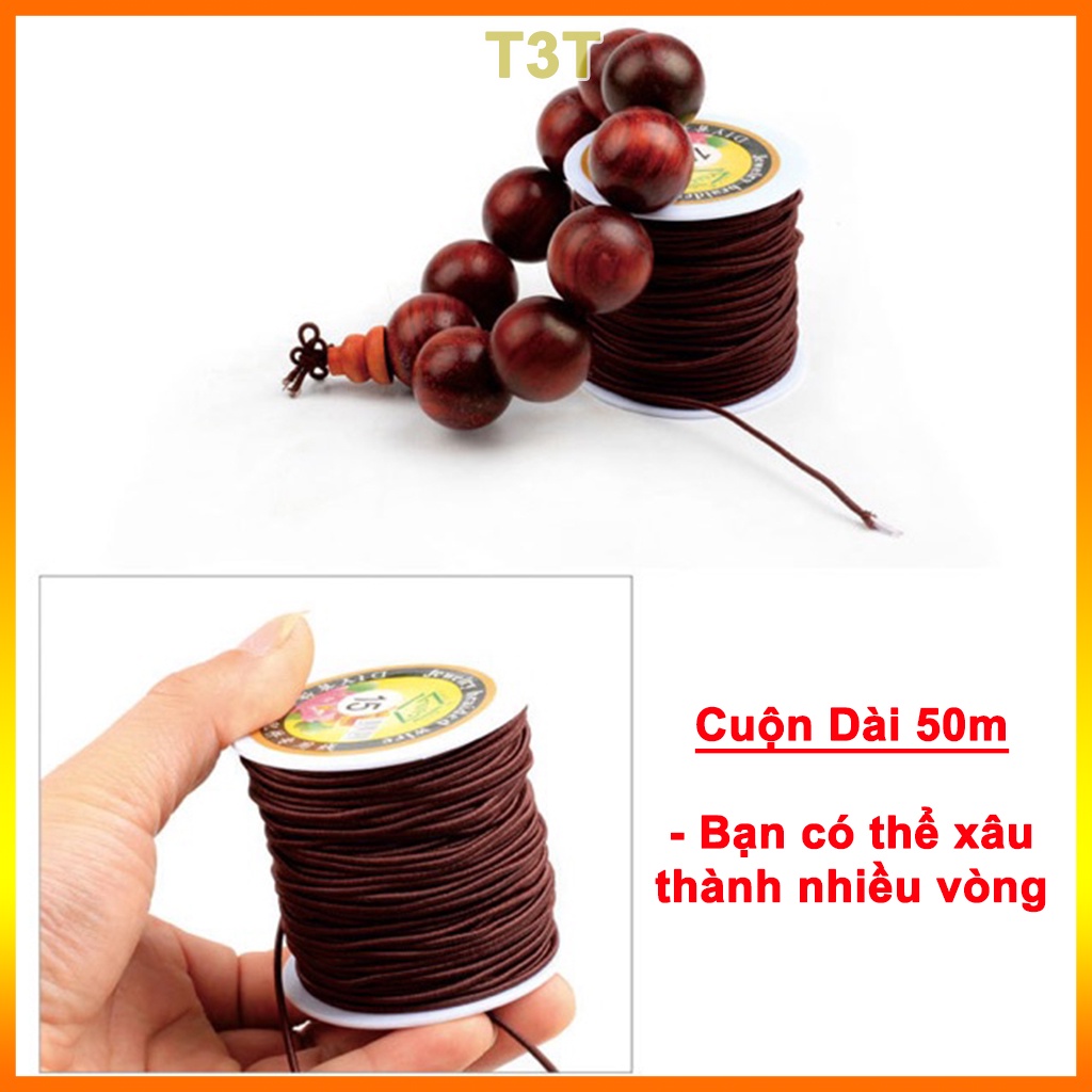 Dây xâu vòng gỗ phong thuỷ, Dây dù lõi chun xâu đủ các size hạt làm vòng tay và vòng cổ - Tặng kim xâu - T3T