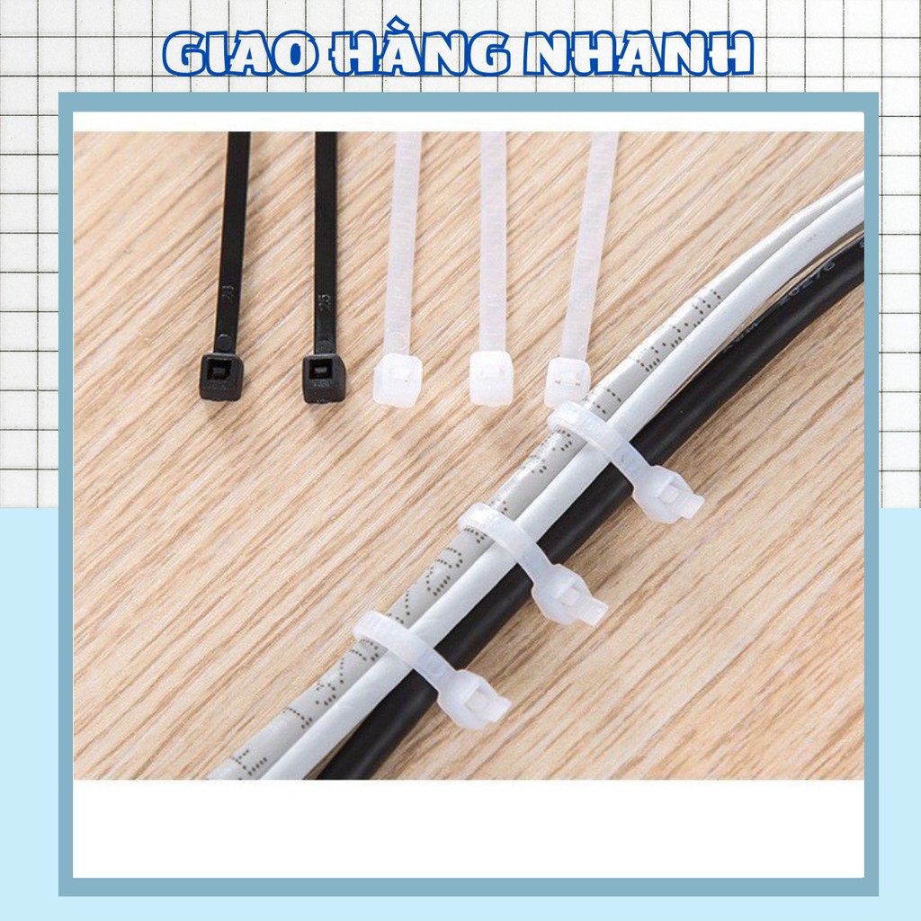 Túi 100 Dây Thít, Dây Rút nhiều kích thước Trắng và Đen 88125 Shop Giao Hang Nhanh 88