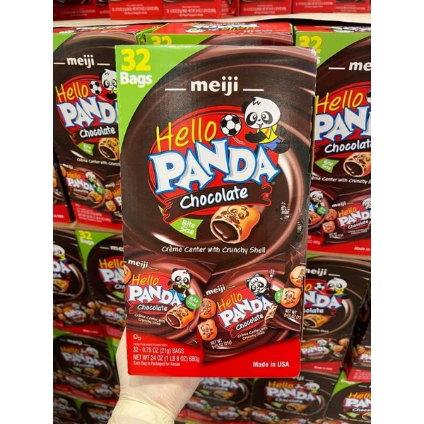 Bánh gấu nhân kem socola Meiji Hello Panda 32bags/680g của Mỹ