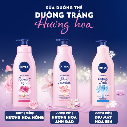 Sữa dưỡng thể dưỡng trắng da Nivea Dewy Sakura (350ml) 85703