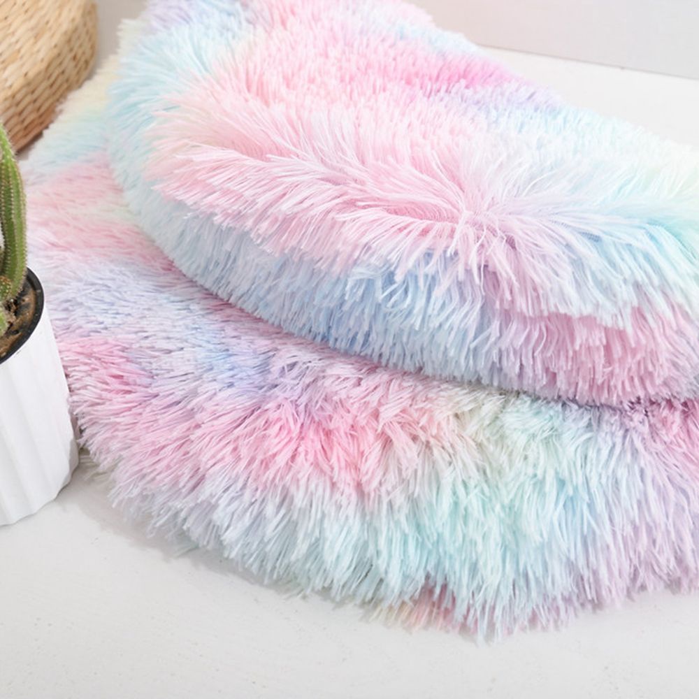 Nệm ngủ hình tròn bằng vải bông siêu mềm ấm áp nhiều màu có thể giặt rửa cho thú cưng