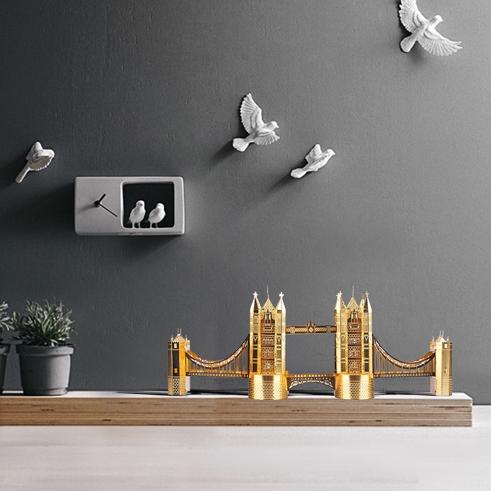 Set đồ chơi lắp ráp PIECECOOL DIY mô hình cây cầu tháp Luân Đôn 3D kim loại dành cho trẻ em