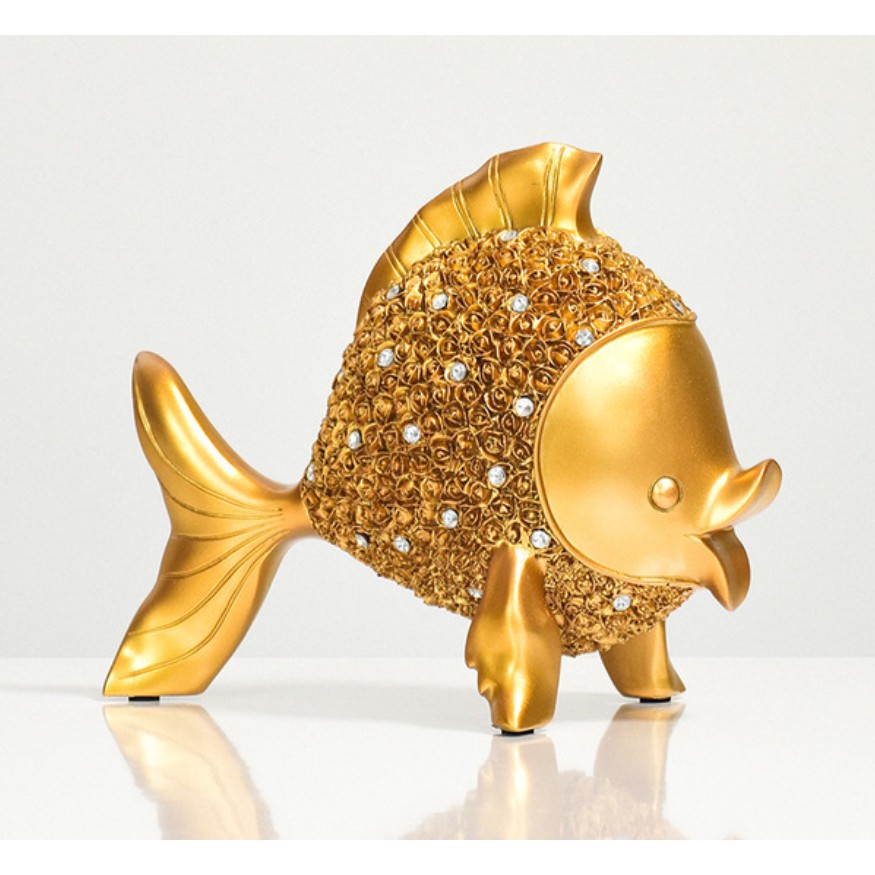 tượng con cá. tượng cá vàng. tượng trang trí phòng khách. decor phòng khách. decor bàn làm việc. hoangdecor