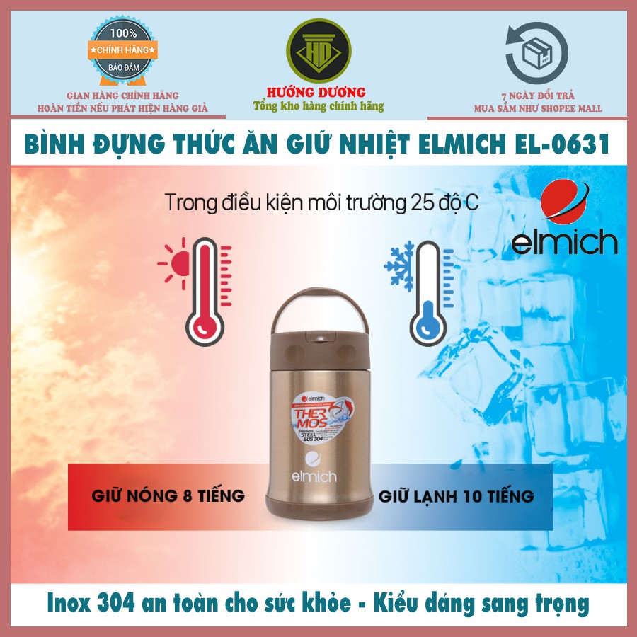 Bình đựng thức ăn giữ nhiệt INOX 304 AN TOÀN CHO SỨC KHỎE Elmich EL-0631 dung tích 500ml