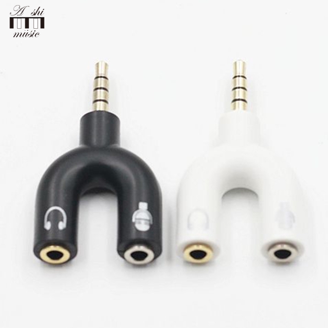 3.5mm Dispenser U-Shaped Stereo Plug Stereo Audio Microphone and Headphone Adapter Headset Splitter for Smartphone MP3 Player MP4