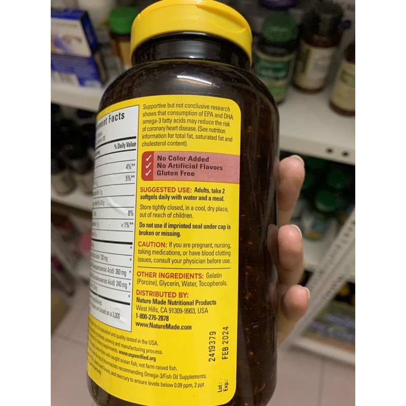 Fish oil 1200 mg Nature Made 300 viên