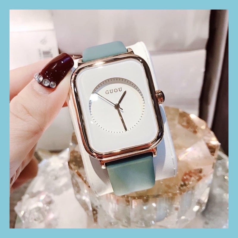 Đồng hồ nữ guou dây silicol hot nhất 2021 sang chảnh như aple watch,Tặng kèm vòng tay và hộp đựng