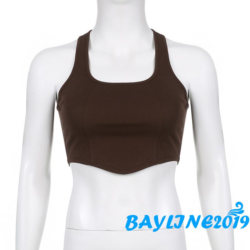 Áo Croptop Hai Dây Cổ Chữ U Màu Trơn Dáng Ôm Thời Trang Mùa Hè Dành Cho Nữ