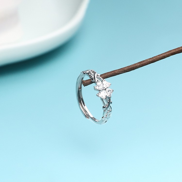 Nhẫn nữ đẹp xi bạc ý 925 cỏ bốn lá -Trang sức TNC Jewellery