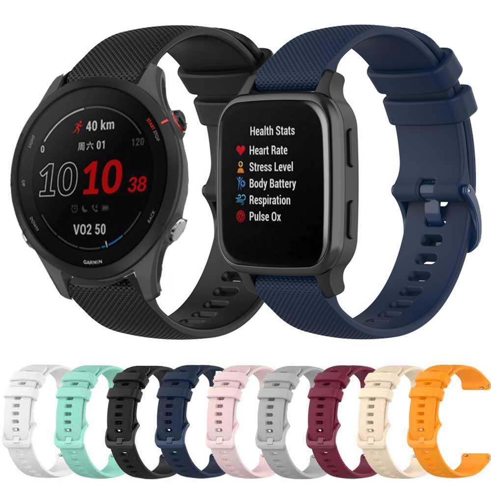 Dây Đeo Silicon 18 20 22mm Cho Garmin Forerunner 255 255S 955 745 245M Venu 2S 2 Plus SQ Vivoactive 3 4 4S