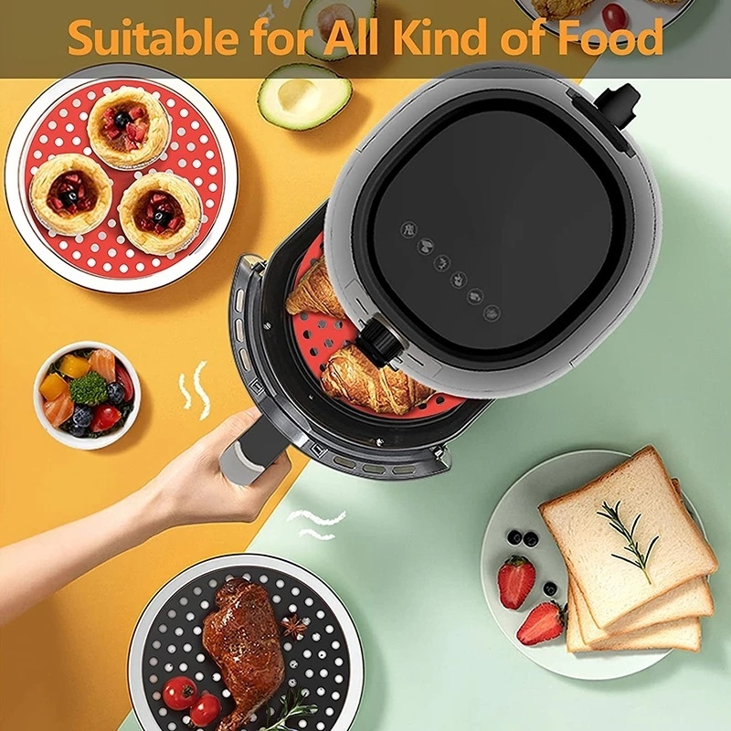 Tấm Lót Nồi Chiên Bằng Silicone Chống Dính Có Thể Tái Sử Dụng Tiện Lợi