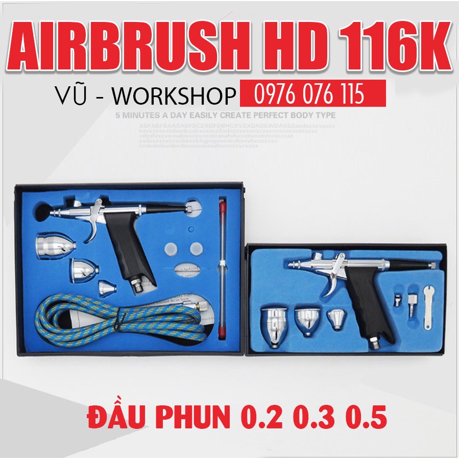 Súng sơn mô hình tay cầm Airbrush HD-116AK - Bút vẽ mỹ thuật HD116AK - 116A
