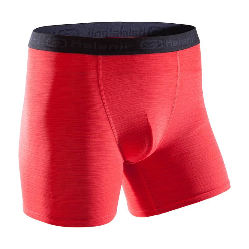 Quần lót boxer thoáng mát Decathlon KALENJI chạy bộ cho Nam - Vân đỏ size S