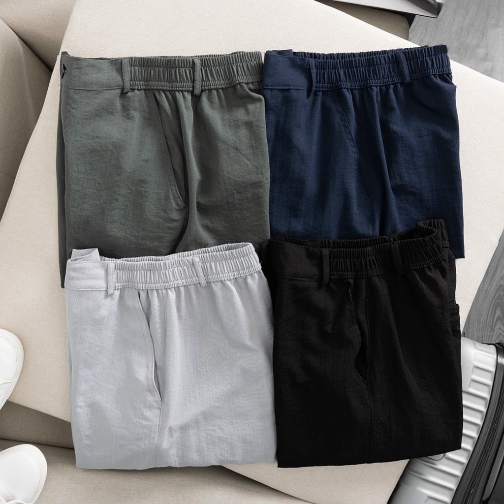 Quần short nam phong cách Hàn Quốc chất liệu vải đũi linen cao cấp (có thiết kế túi sau) - Quần short thể thao nam QN111