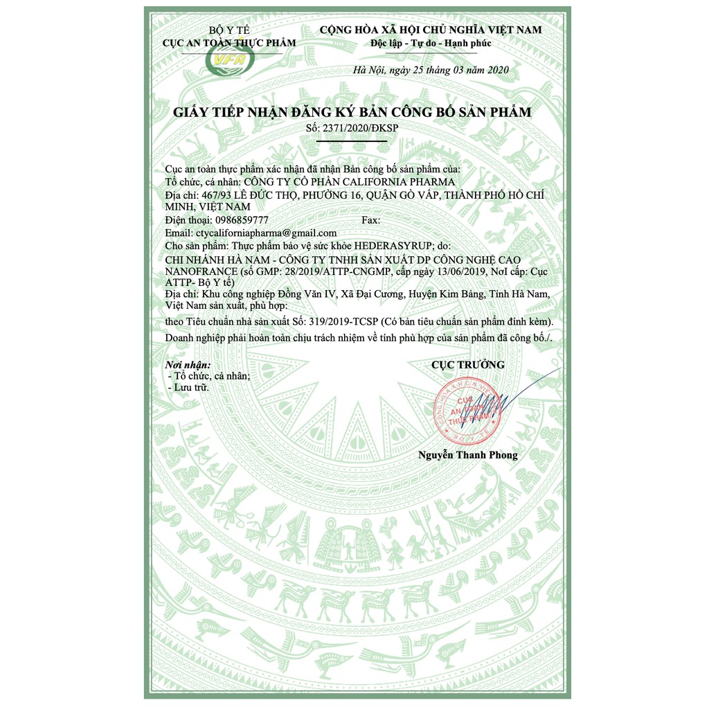 Siro ho thảo dược Hedera chiết xuất lá thường xuân giảm ho, bổ phế dành cho trẻ em