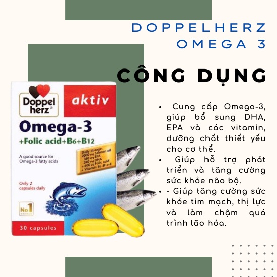 Viên uống Doppelherz Omega 3 + Folic acid + B6 + B12