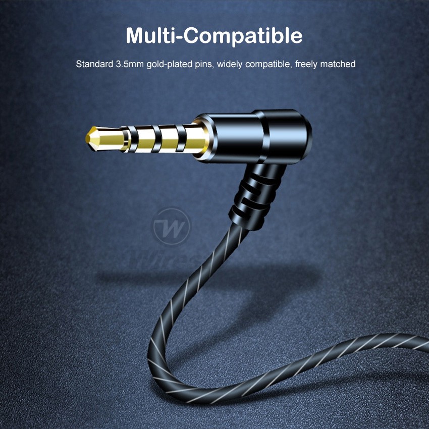 Tai Nghe Wiresto Âm Thanh Nổi Stereo Giúp Giảm Tiếng Ồn Thiết Kế Đầu 90 Độ Kèm Micro HD