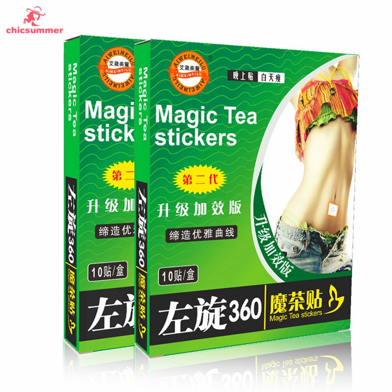 CS 10PCS/Box Magic Tea Stickers Sleeping Slim Navel Sticker Weight Loss Paste Skinny Waist Patch