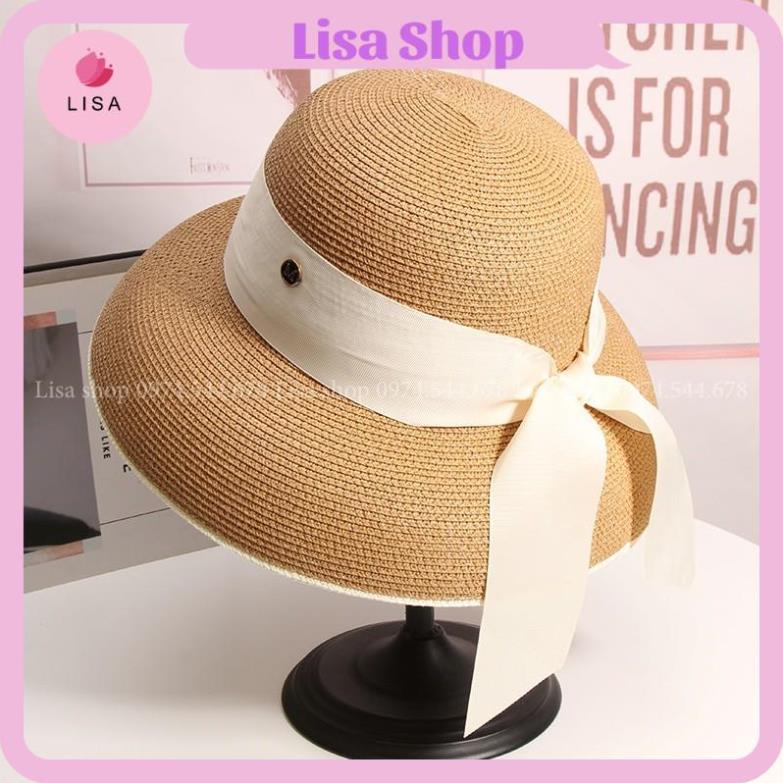 [HÀNG LOẠI 1- CAO CẤP] Mũ cói, nón cói đi biển dáng chuông, đèn lồng phối buộc nơ cực xinh, mẫu M11