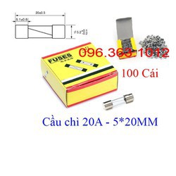 Hộp 100 Cầu chì 20A 5x20mm Cầu chì thủy tinh