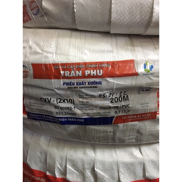 Cáp cxv 2x10 trần phú 41 phương liệt