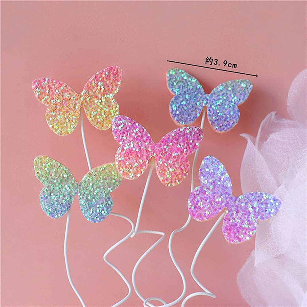 Phụ kiện trang trí bánh kem hình bướm lấp lánh màu gradient