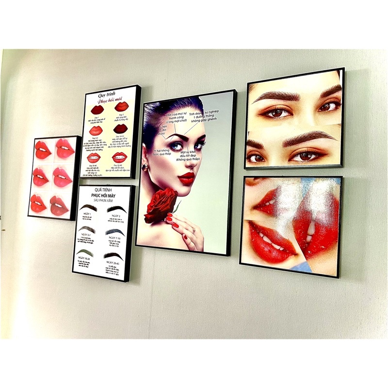 BỘ 6 TRANH PHUN XĂM THẨM MỸ ĐẸP TREO TƯỜNG TRANG TRÍ TIỆM SPA PHUN XĂM THẨM MỸ