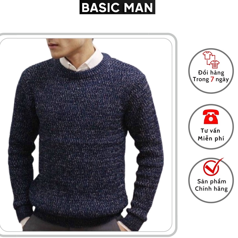 Áo Len Nam Tiêu BASIC MAN cổ tròn from rộng - ALEN TIEU