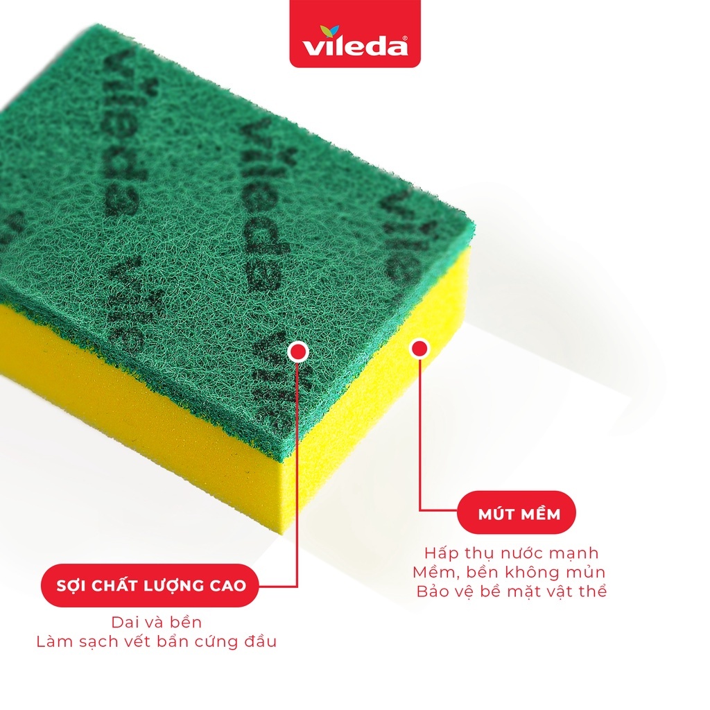 Mút rửa chén, xoong nồi VILEDA gói 5 miếng - TSU156152, màu xanh lá