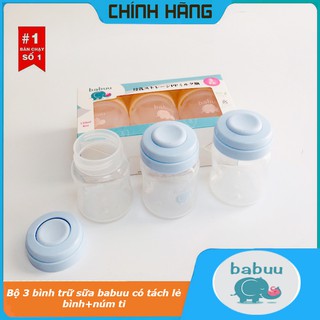 Bộ 3 bình trữ sữa Babuu Baby Nhật Bản (có tách lẻ và Núm ti cho bé)