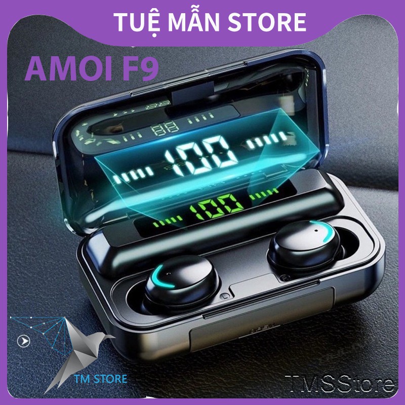 Tai nghe bluetooth amoi F9 TMS Shop ko dây true wireless chống ồn dành cho samsung ĐT táo giá rẻ