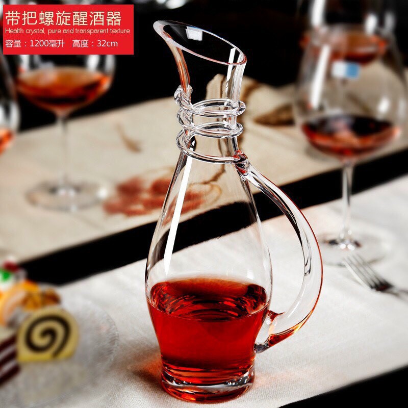 Giá xưởng Nhiều mẫu bình thở thủy tinh rượu vang Decanter chiết miệng vát thổi thủ công dày dặn kiểu dáng đa dạng