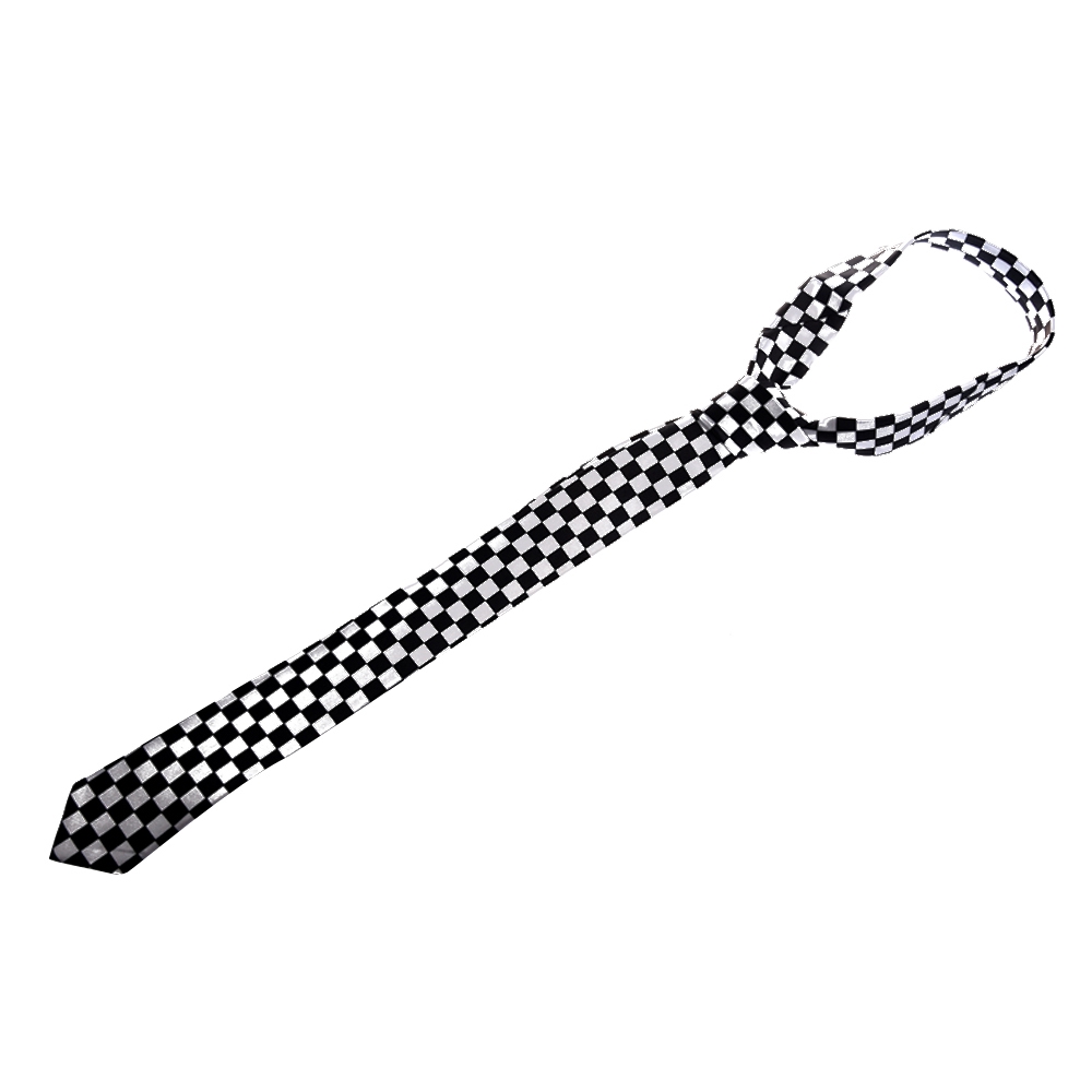 Cà vạt họa tiết kẻ sọc caro màu trắng đen kiểu dáng thời trang dành cho nam#H1