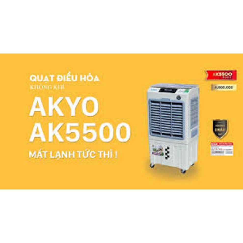 (DIỆN TÍCH LÀM MÁT 30-40m2) - Quạt điều hòa không khí AKYO AK5500 CS 150W có remote, xuất xứ Thái Lan, Bảo hành 02 năm