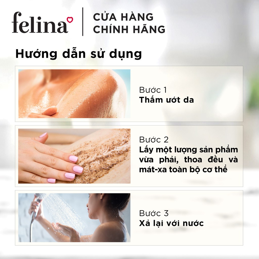 Combo 2 Tuýp Tẩy Tế Bào Chết body dạng Gel Felina 300ml/Tuýp