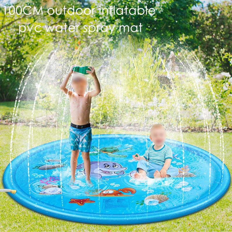 100cm bể bơi trẻ em bơm hơi tròn nước giật gân trò chơi hồ bơi thảm phun sân chơi giải trí ngoài trời trẻ em thảm nước