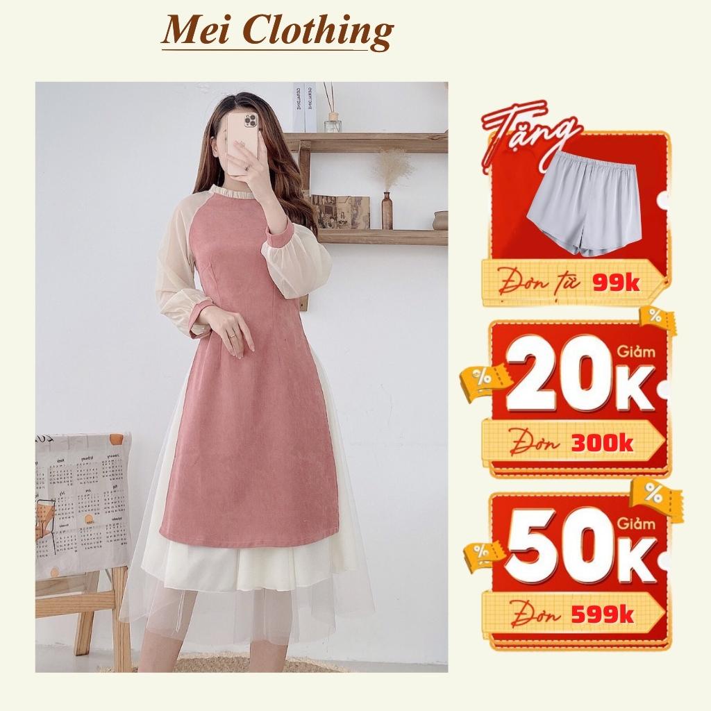 Áo Dài Thiết Kế Form Chuẩn, Cổ Bèo, Áo Dài Cách Tân Đường May Đẹp, Mặc Lễ Tết