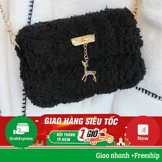 Túi Xách Nhung Dệt Tay Đen Ngọc Trai - TÚI HANDMADE HOTREND TIKTOK 2020