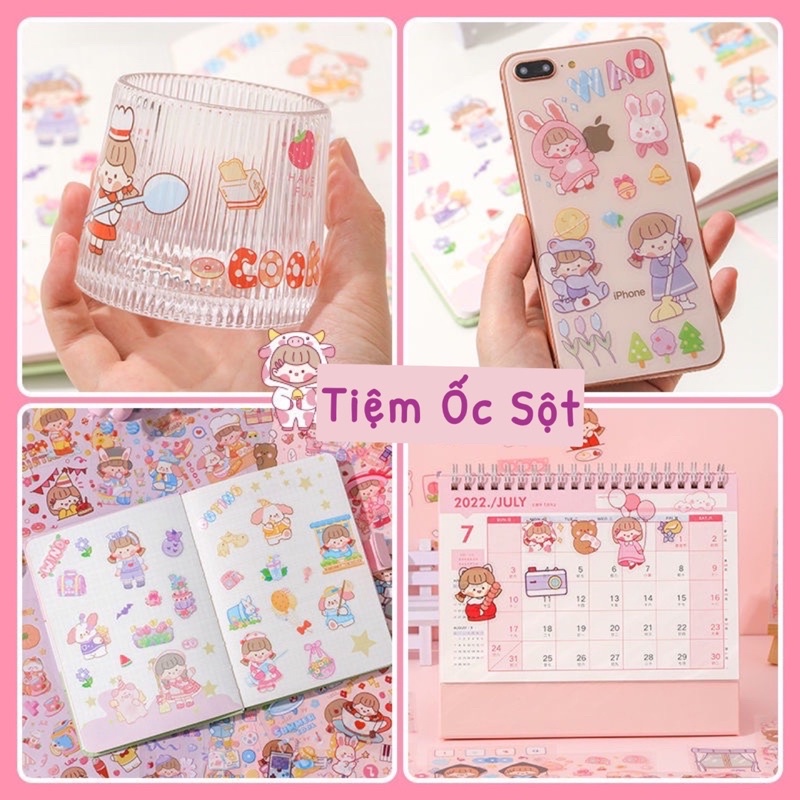 Set 25 Tấm 100 Miếng Sticker PET Hoạt Hình Dễ Thương Dán Trang Trí Sổ Tay DIY-ST005