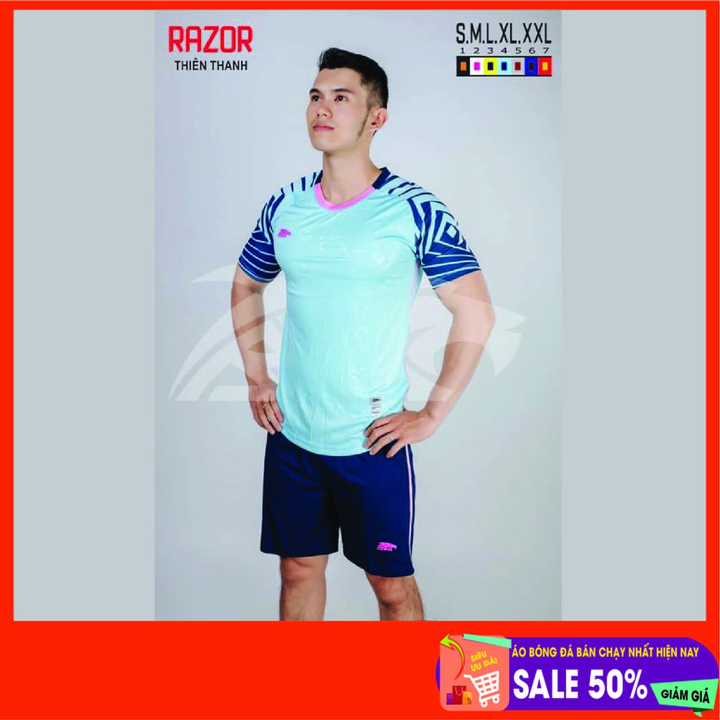 Bộ quần/áo thể thao, Bộ áo bóng đá không logo RiKi Razor sẵn kho, giá tốt chất vải mềm mát mịn, thấm hút mồ hôi.