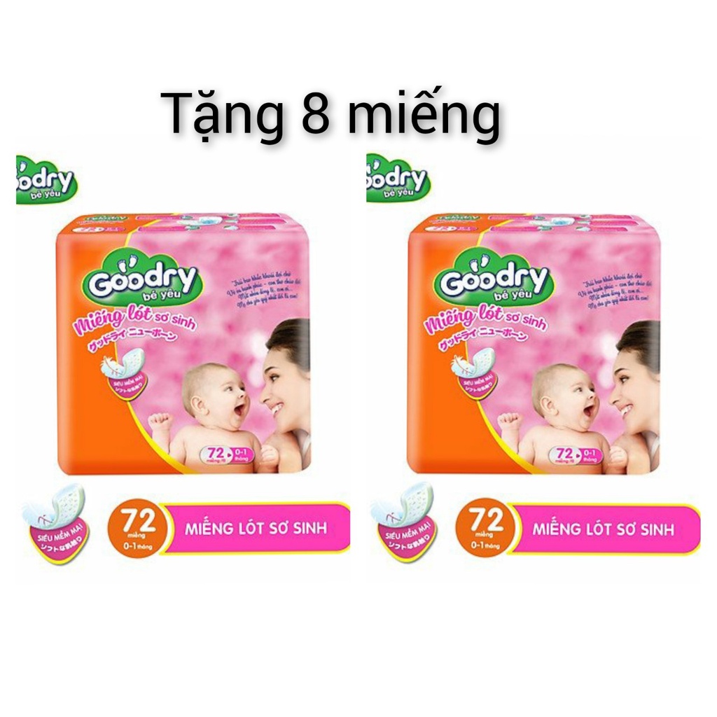 [Tặng 8] Combo 2 gói lót sơ sinh goodry 72 tặng 8 cho bé ( 0-1 tháng )