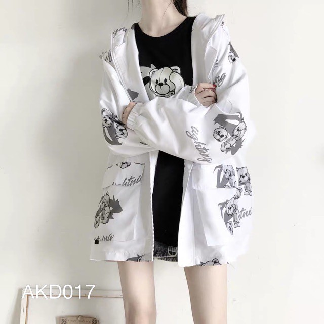 [Siêu Hot]  AKD017 - ÁO KHOÁC DÙ IN HÌNH GẤU | BigBuy360 - bigbuy360.vn